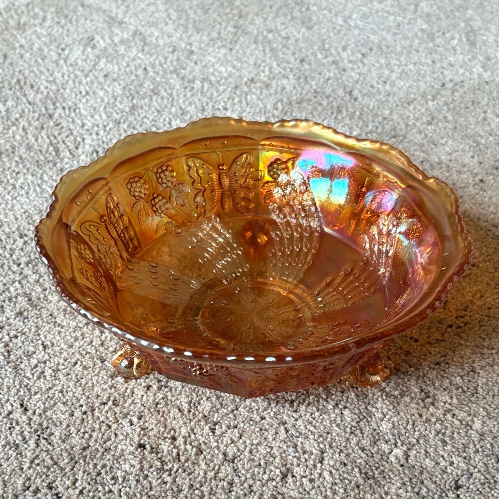 Carnival Glass Bowl with feet